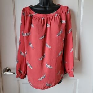 Loft sheer long sleeve blouse
